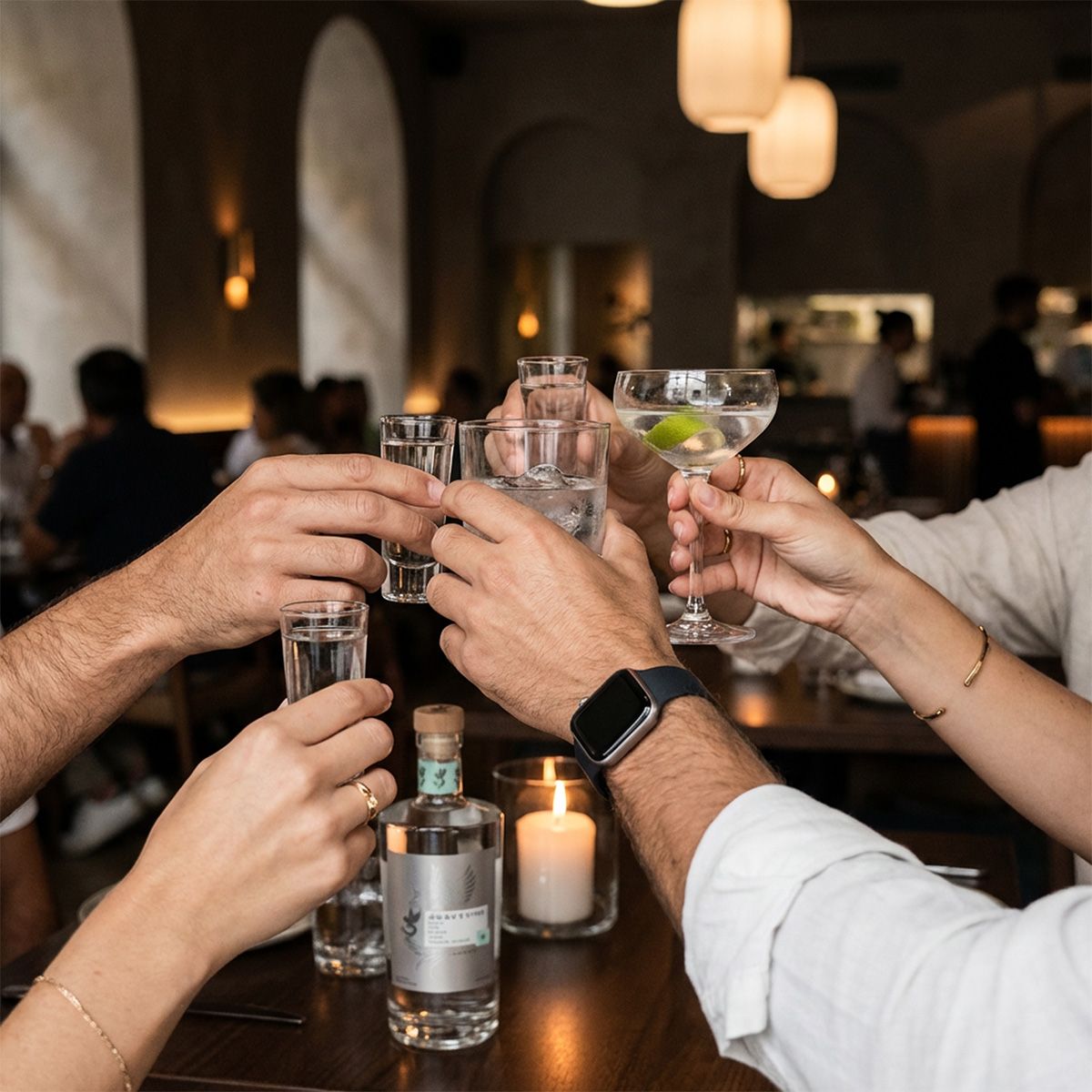 Friends enjoying AGAVEVINE at a bar