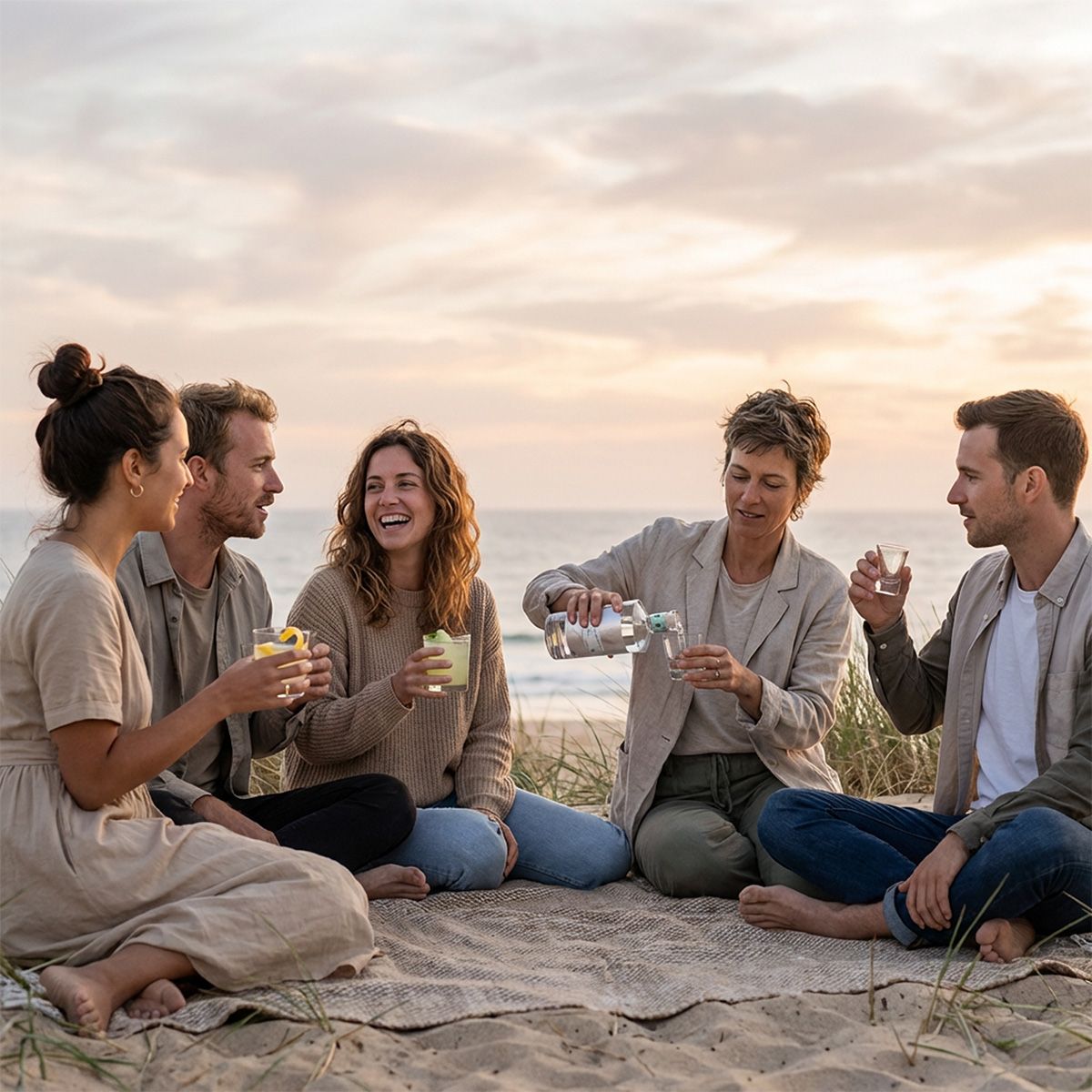 Friends at the beach with AGAVEVINE